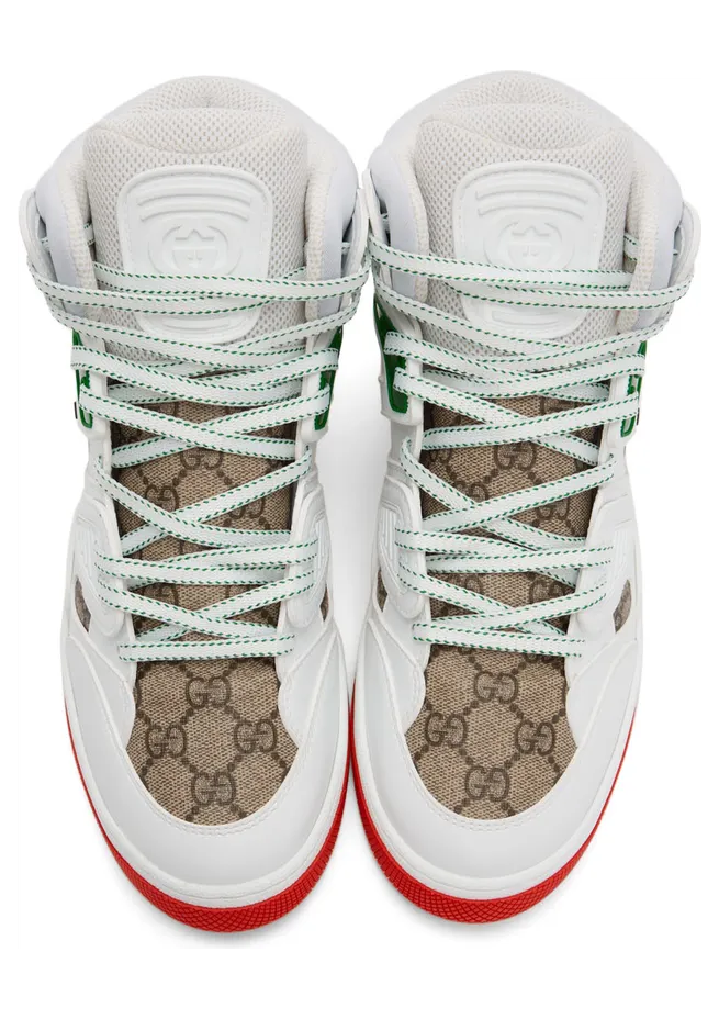 Gucci White ‘Gucci Basket’ Interlocking G Sneakers (673077 2SHG0) (5)