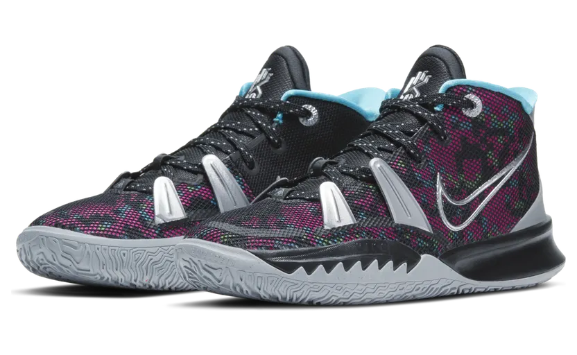 Nike Kyrie 7 GS ‘Pixel Camo’ Black/Light Smoke Grey/Blue Fury/Metallic Silver (CT4080-008)