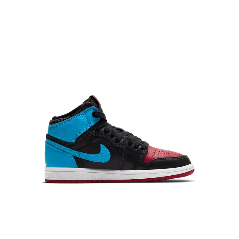 Jordan 1 Retro High UNC Chicago Leather (PS) Black/Dark Powder Blue-Gym Red (CU0449-046)