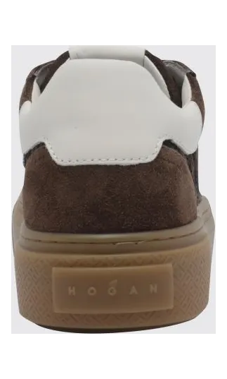 Hogan H705 Leather and Suede Sneakers with a Bicolor Houndstooth Pattern Yellow Cream (HXW7050GB0BVI50R2F) (3)