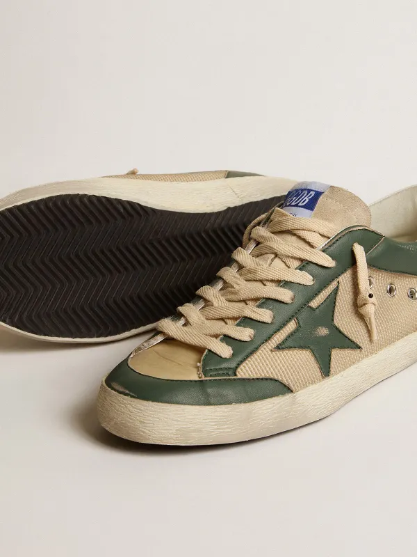 Golden Goose Super-Star In Cream Mesh And Green Nappa With Nappa Star (GMF00108.F004590.82302) (4)
