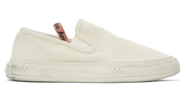 Acne Studios Off-White Canvas Slip-On Sneakers (AD0377-)