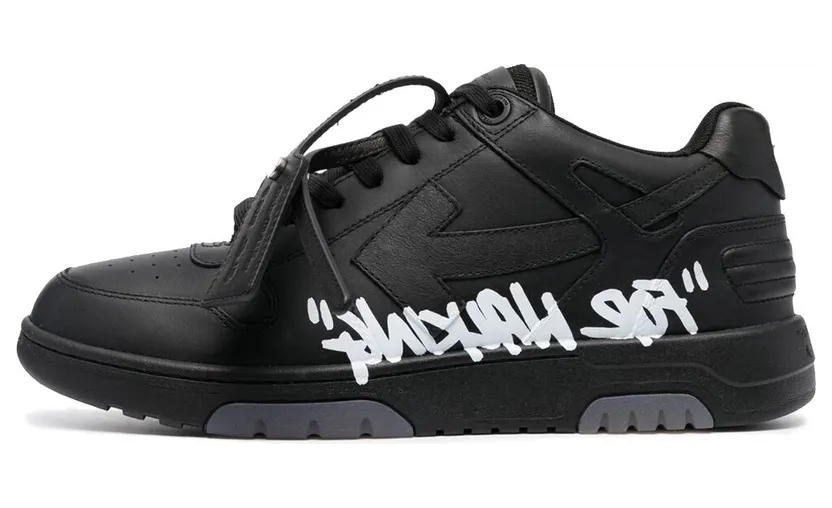 OFF-WHITE OOO Low Tops “For Walking” Black White (OMIA189S21LEA0041001)
