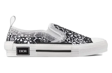 Dior And Shawn B23 Slip On Black White Embroidery