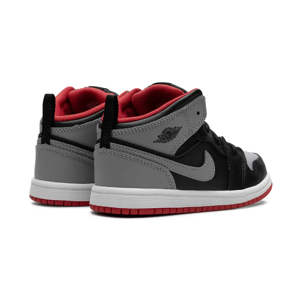Jordan 1 Mid TD “Black/Cement Grey-fire Red-white” (DQ8425-006)