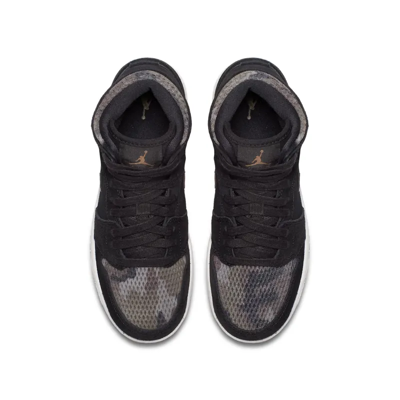 Jordan 1 Retro High Heiress Camo (GS) Black/Black-Metallic Field-Light Bone (832596-030)