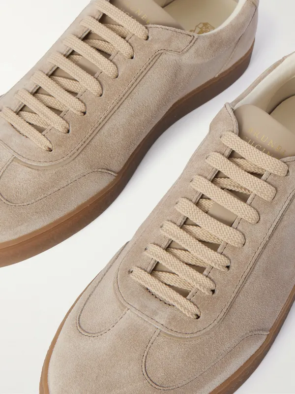 Brunello Cucinelli Leather-Trimmed Suede Sneakers Taupe (MZUSGGJ336) (5)