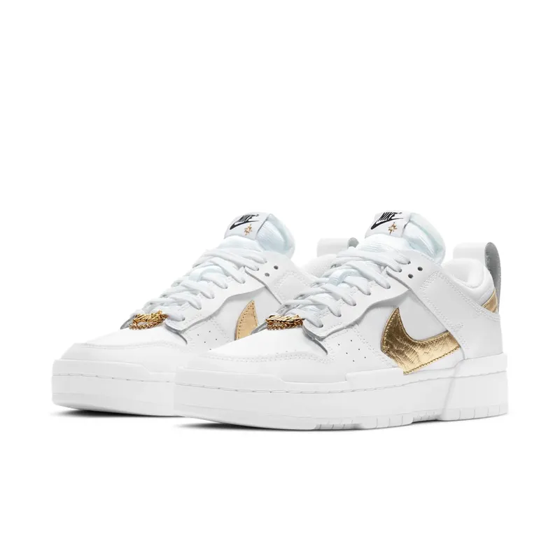 Nike Dunk Low Disrupt White Metallic Gold (W) White/White-Metallic Gold (DD9676-100)