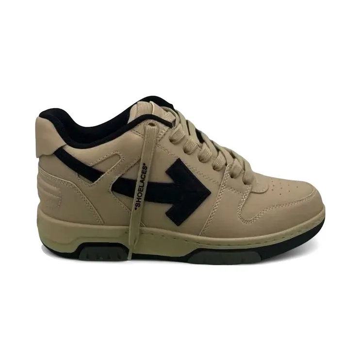OFF-WHITE Out Of Office OOO Low Tops Beige Black (OMIA189S22LEA0066110)