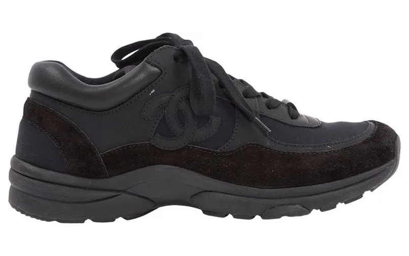 Chanel Low Top Trainer CC Triple Black Suede
