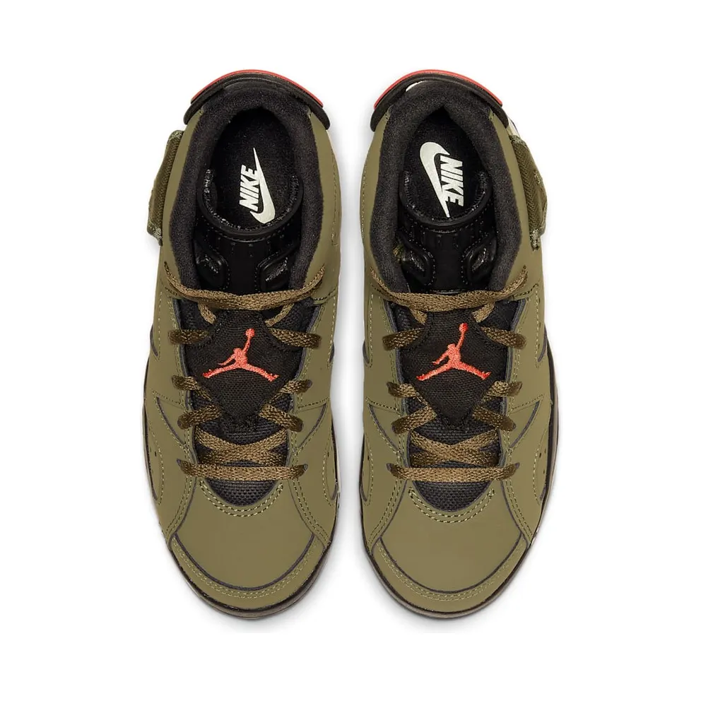 Jordan 6 Retro Travis Scott (PS) Medium Olive/Black-Sail-University Red (CQ3565-200)