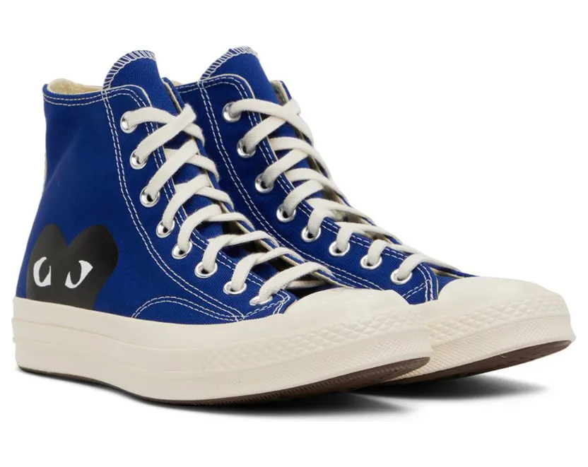 Comme des Garçons Play Blue Converse Edition Half Heart Chuck 70 High Sneakers (P1K122) (4)