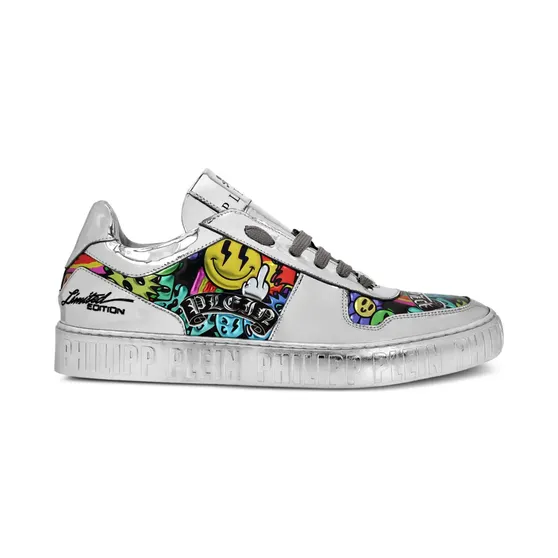 Philipp Plein Leren met spiegelend effect “Grey” (SAESUSC0662PLE010N)