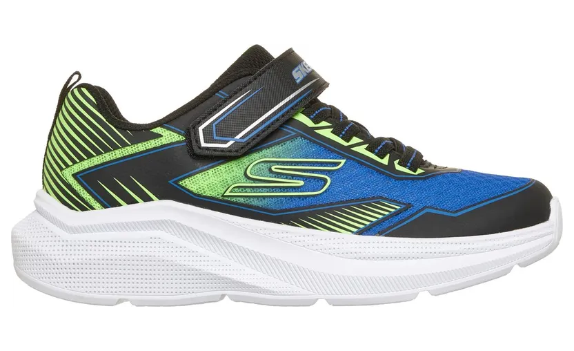 Skechers Microspec Velocity – Grid-Drift Sneaker Zwart/Blauw/Limoen