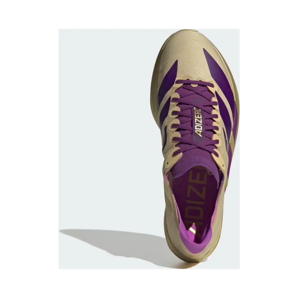 adidas Adizero Takumi Sen 11 “Sand / Rich Purple / Gold Metallic” (JR7417)
