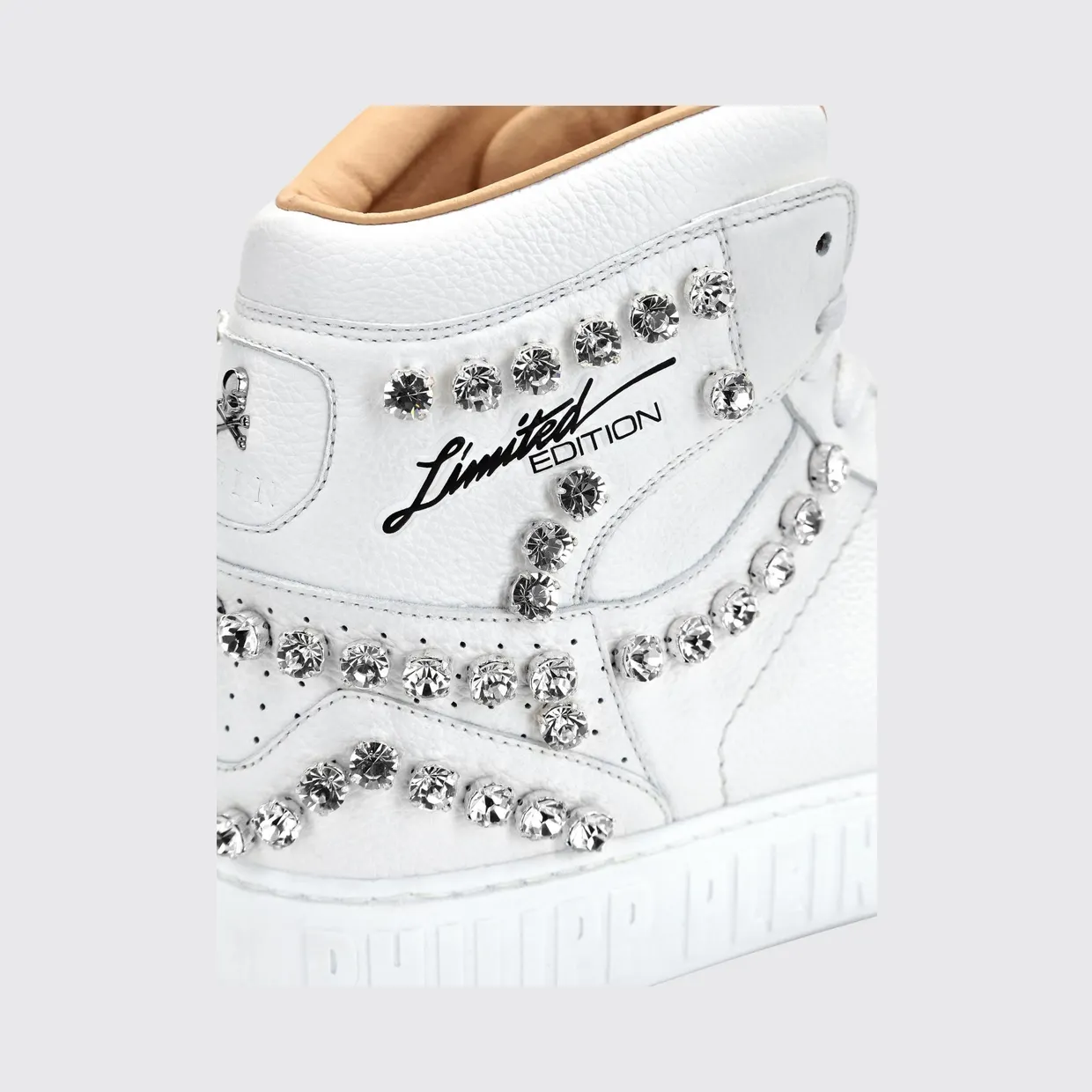 Philipp plein Limited Edition High-Top Leather Sneakers with Crystals White (SABSMSC3393PLE010N01) (2)