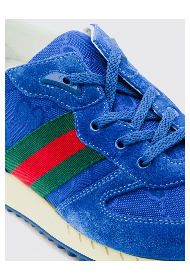 Gucci Re-Motion Sneakers in Suede and Canvas with GG Jacquard Monogram Blue (850511AAFO94241) (3)