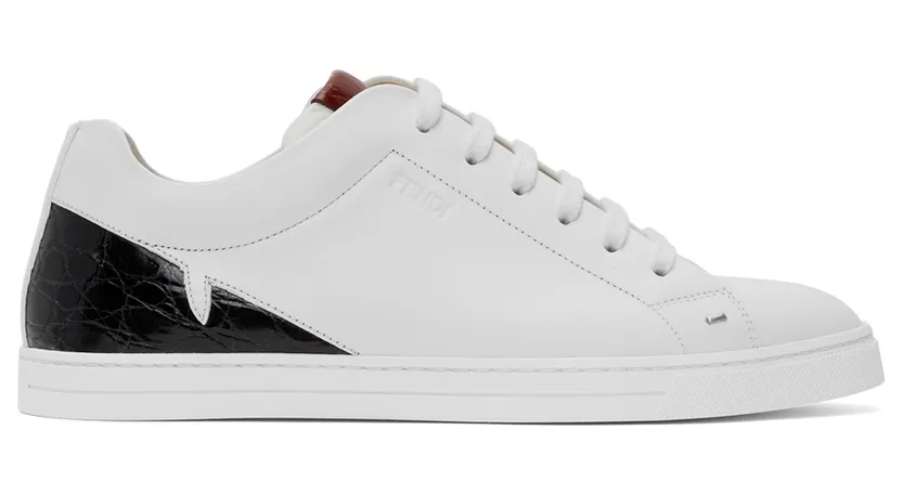 Fendi White Croc Bag Bugs Mono Eye Sneakers (7E1290 A1GN)