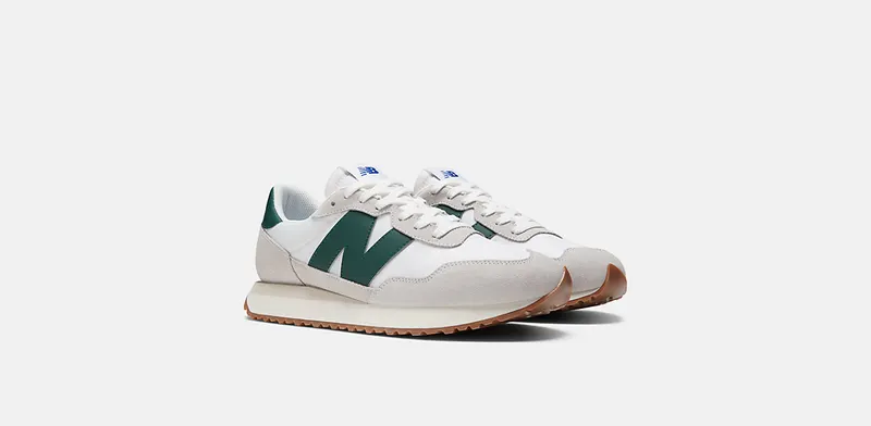 New Balance White & Green 237 Sneakers (MS237RF)