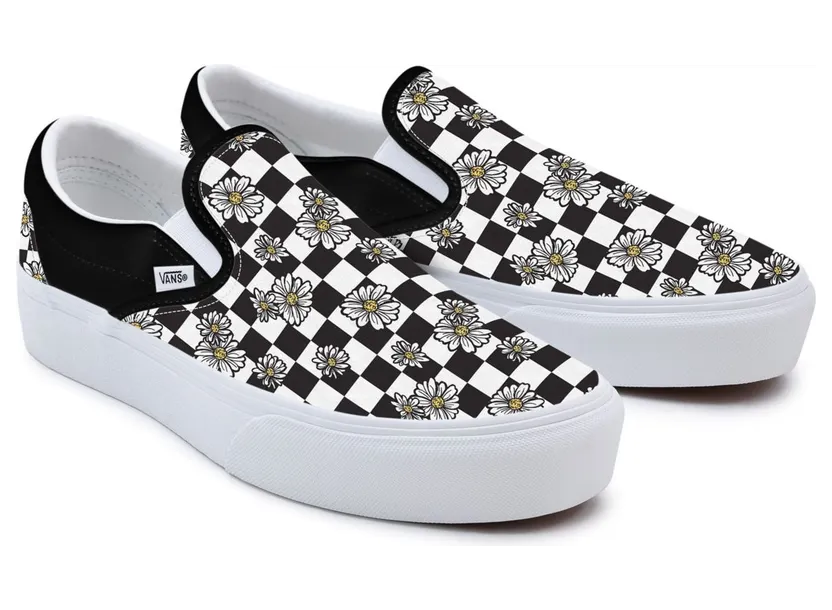 VANS Gepersonaliseerde Recycled Materials Daisy Checkerboard Slip-on Zwart (VN0A3CST126)