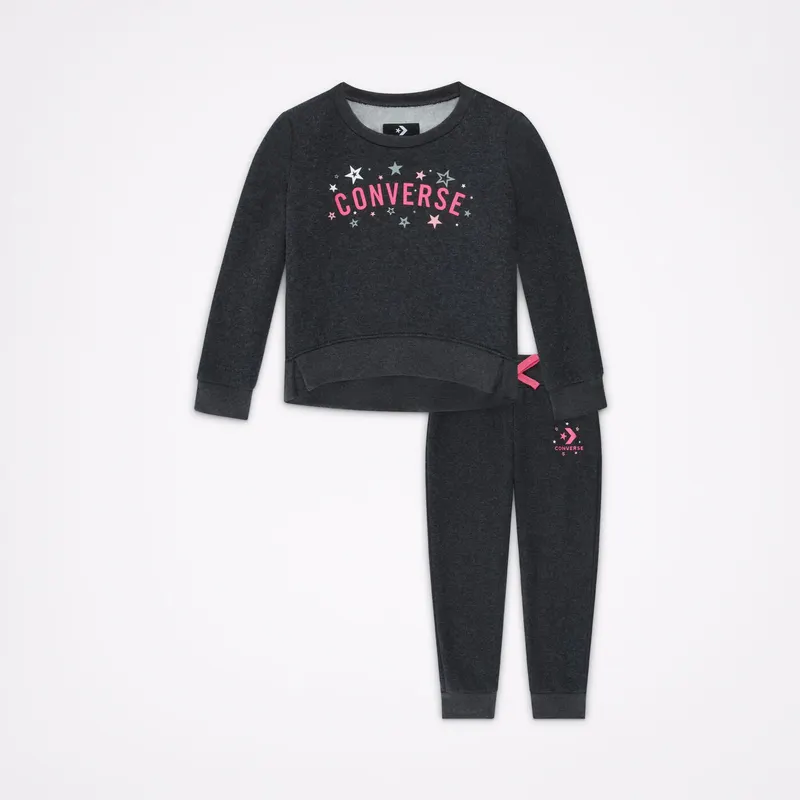 Converse Stardust Long Sleeve Jogger Set Black Heather (10022461-A01)