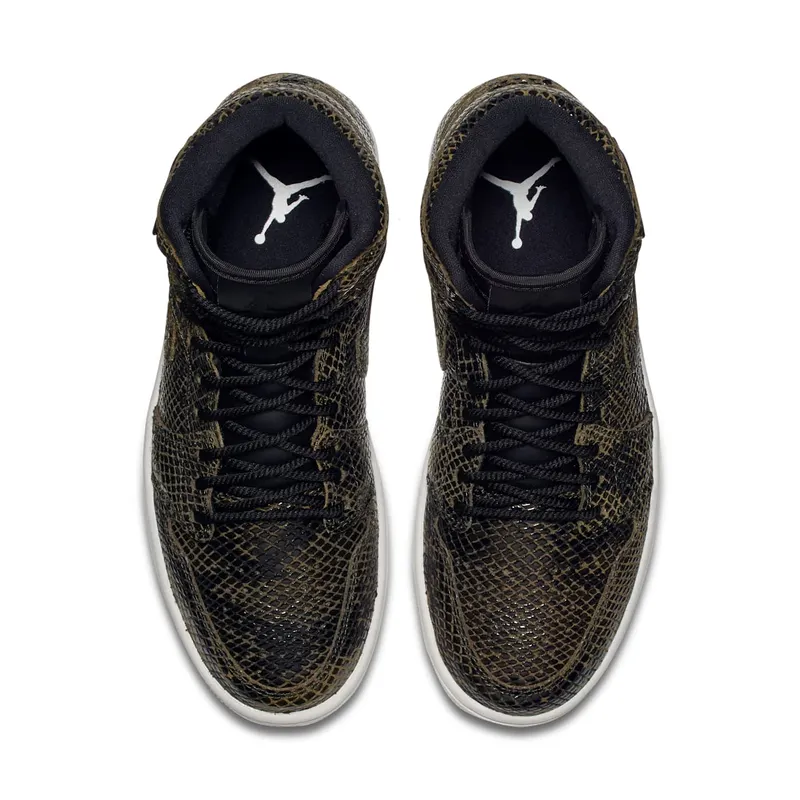 Jordan 1 Retro High Snakeskin (W) Olive Canvas/Phantom-Black (AH7389-302)