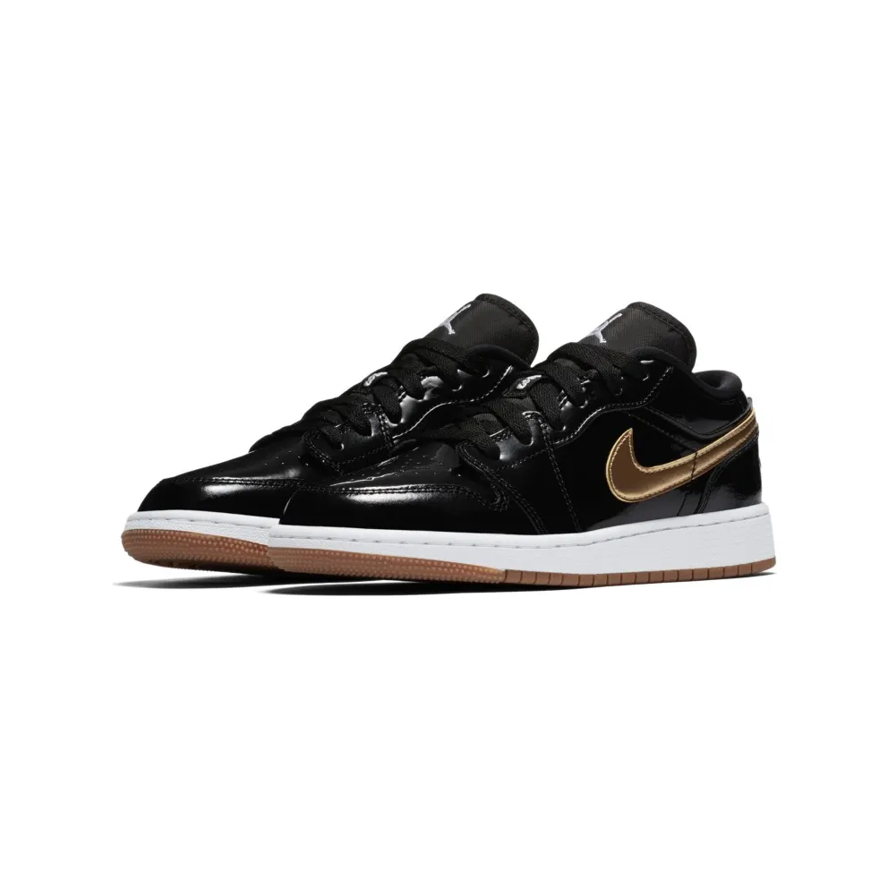 Jordan 1 Retro Low Black Gold Patent (GS) Black/Metallic Gold-White (554723-032)
