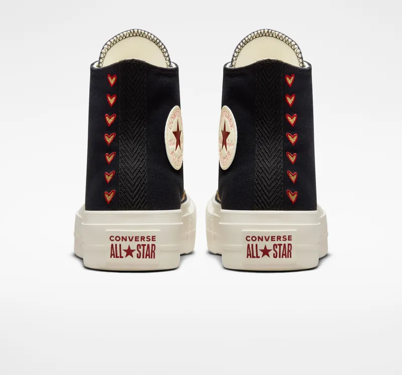 Converse Chuck Taylor All Star Lift Platform Hearts Black/egret/back Alley Brick
