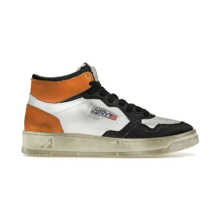 Autry Medalist Leather Mid Super Vintage White Black Orange (AVMM-SV04)
