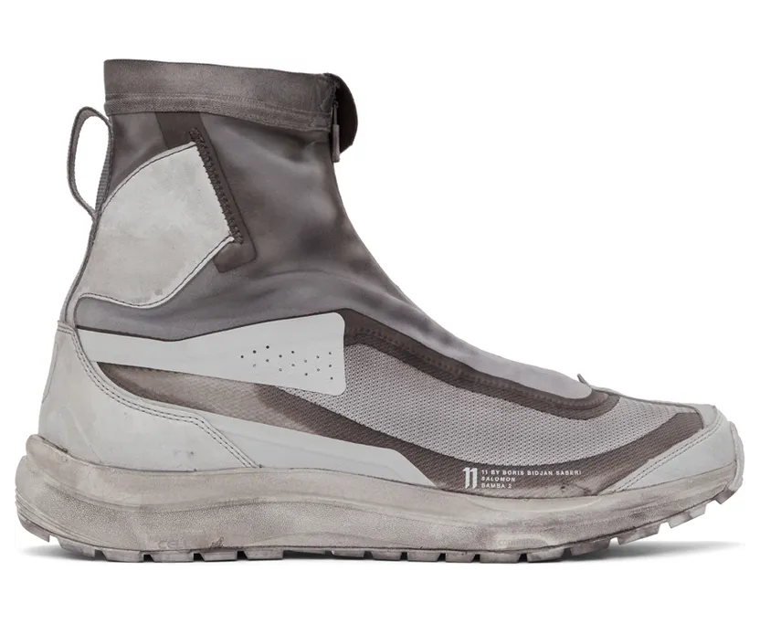 11 by Boris Bidjan Saberi White & Grey Salomon Edition Bamba 2 High Sneakers (113 11xS)