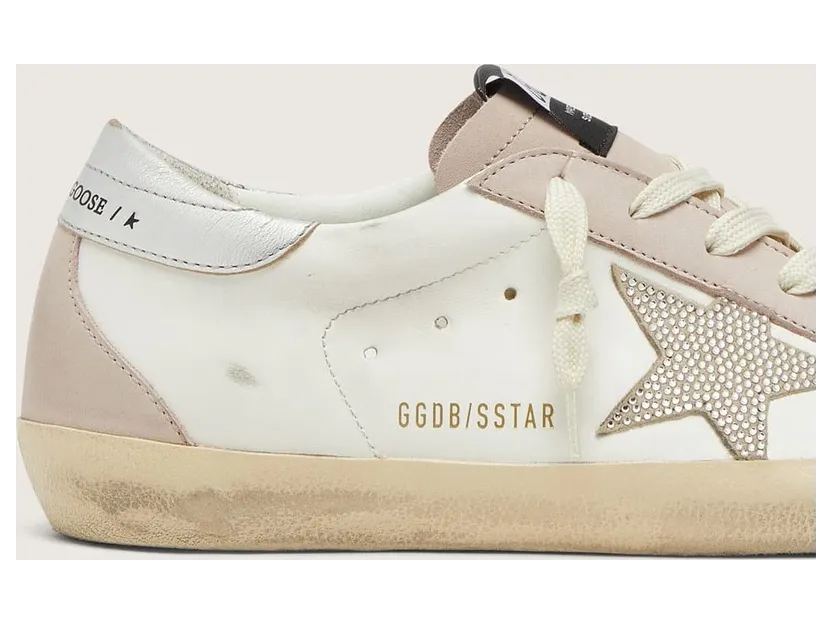 Golden Goose Women’S Super-Star In White And Powder-Pink Leather With Silver Swarovski Crystal Star (GWF00102.F008503.83366) (4)