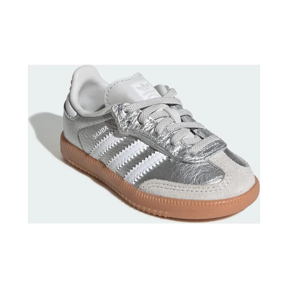 Adidas SAMBA OG COMFORT CLOSURE ELASTIC LACE Shoes Silver Metallic / Cloud White / Gum (KK2346)