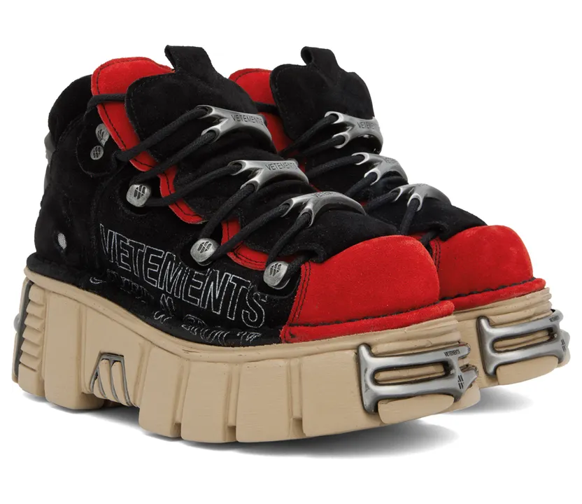 VETEMENTS Black & Red New Rock Edition Platform Sneakers (UA53SN200R) (4)