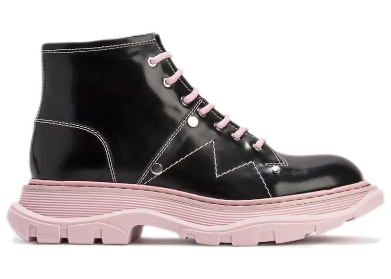 Alexander McQueen Tread Lace-Up Boot Black Pink (595469WHZ811488)