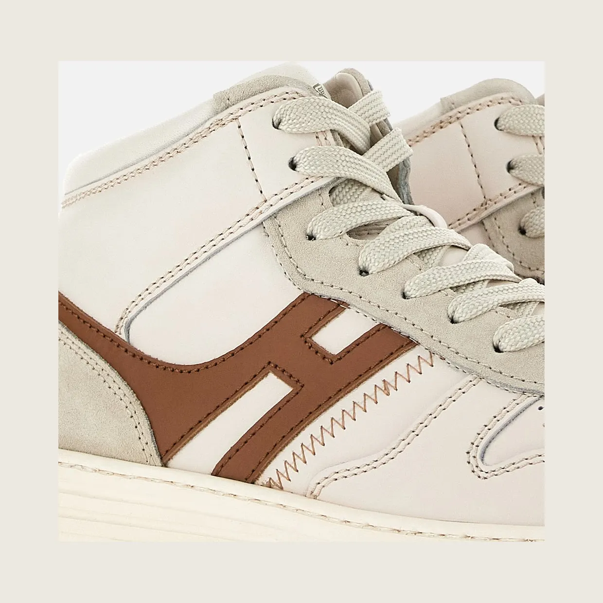 Sneakers Hogan H630 High Top White Ivory Brown (HXM6300EU40OEA641X) (4)
