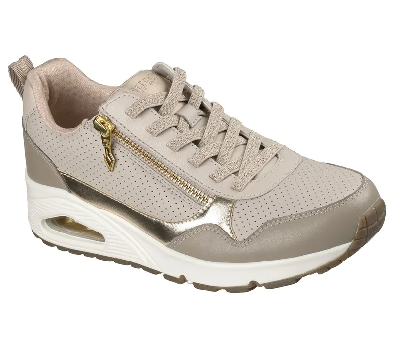 Skechers UNO – Metallic Sliders Sneaker Taupe