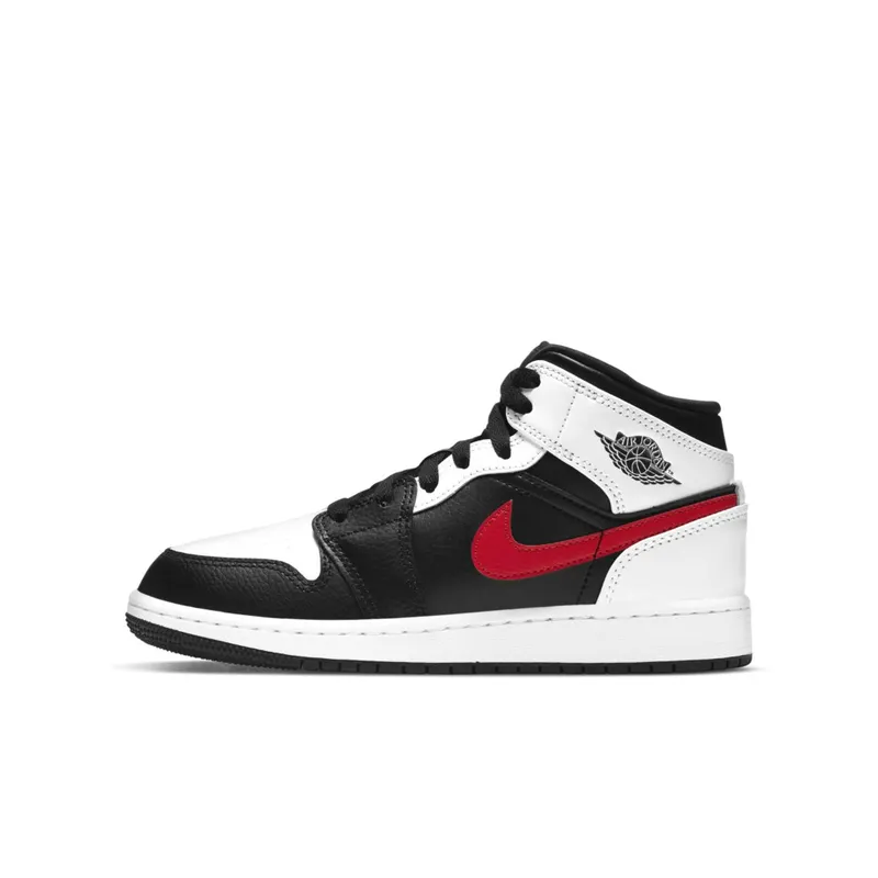 Jordan 1 Mid White Black Chile Red (GS) White/Black-Chile Red (554725-075)