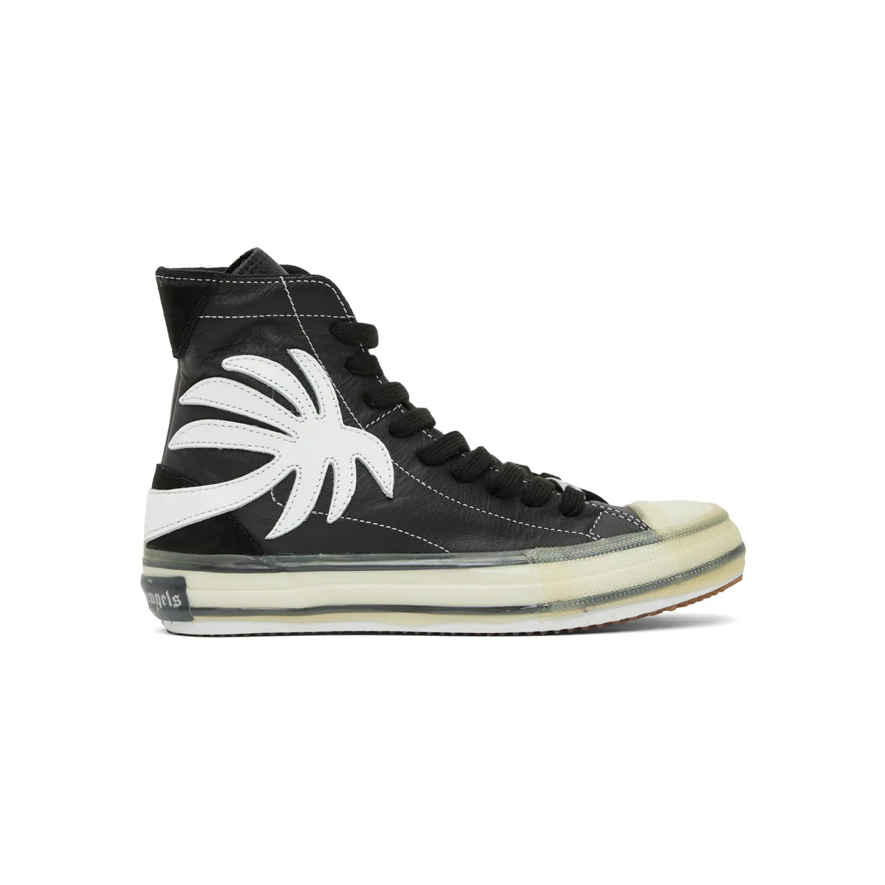 Palm Angels Black Palm Vulcanized High Top Sneakers (PWIA027F20LEA0011001)