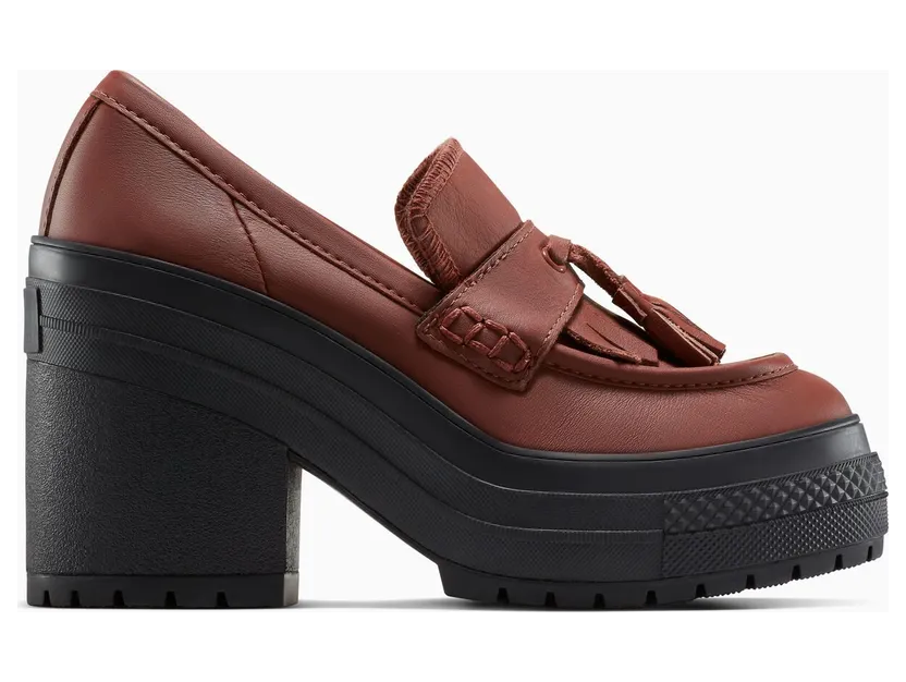 Converse Chuck 70 De Luxe Heel Loafer Platform Leather Dark Roast/Dark Roast/Black (A14715C)