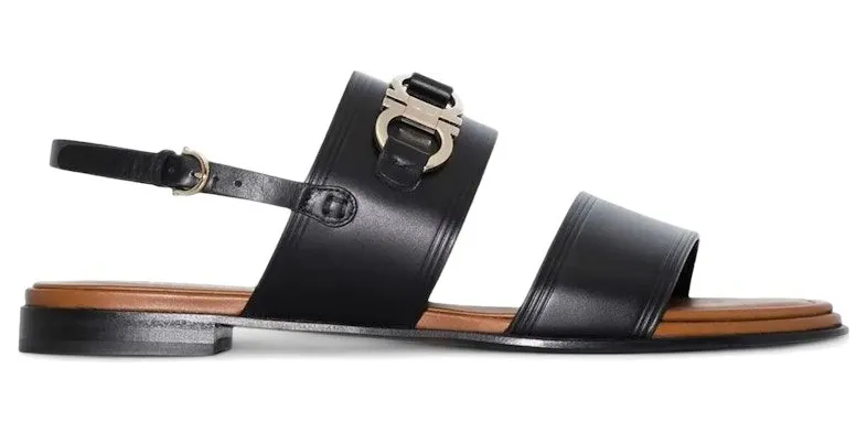 Ferragamo Gancini-Plaque Leather Sandals Black (01C932751076)