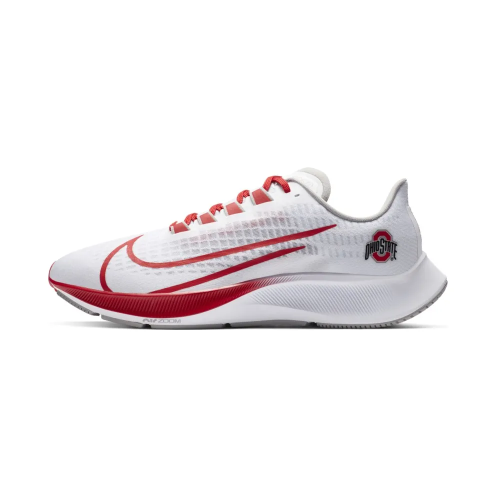 Nike Air Zoom Pegasus 37 Ohio State White/Pure Platinum-Pewter Grey-University Red (CZ5385-100)