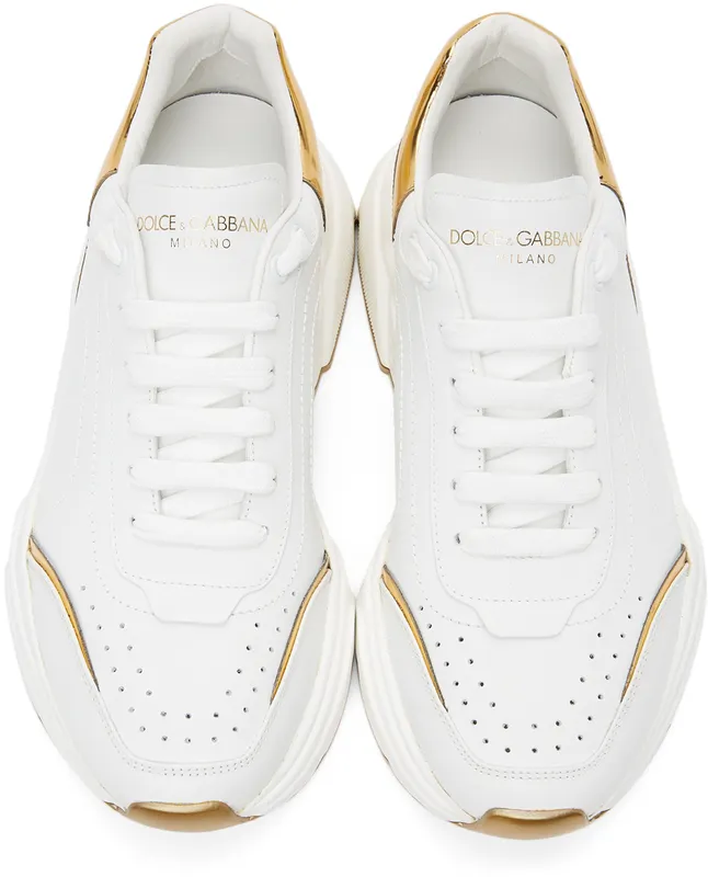 Dolce & Gabbana White & Gold Daymaster Low Sneakers (CS1791 AX588)