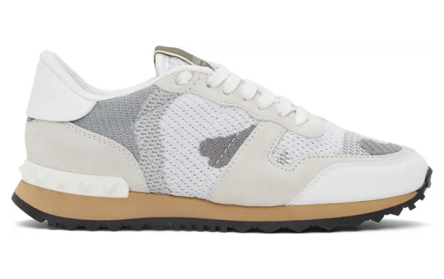 Valentino White and Grey Valentino Garavani Camo Rockrunner Sneakers (UW2S0291QRK)