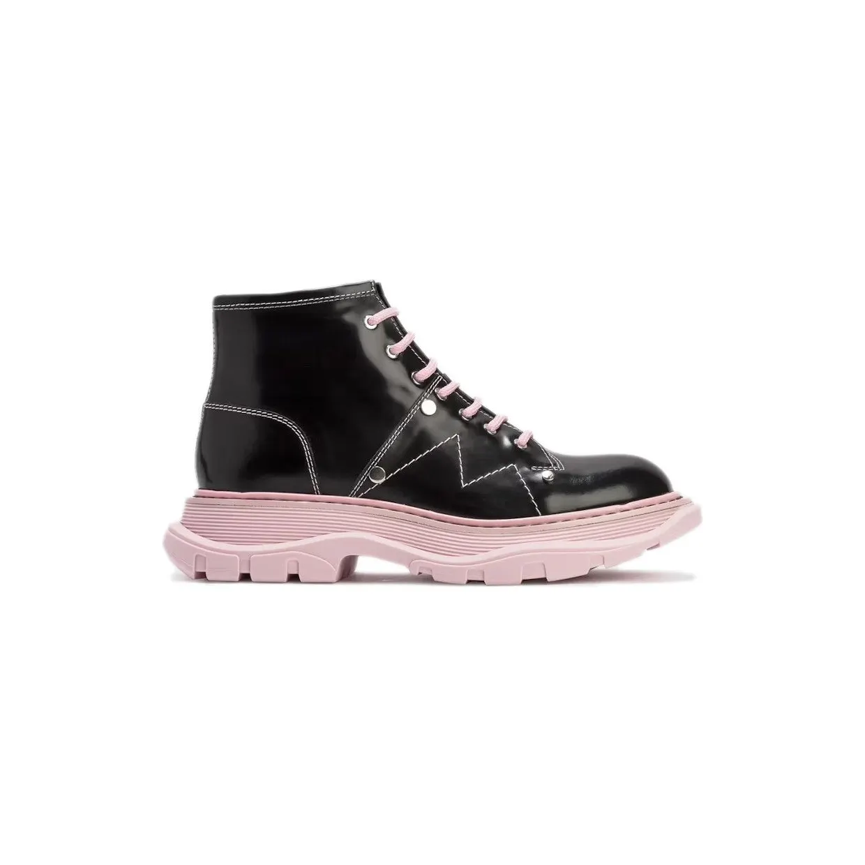 Alexander McQueen Tread Lace-Up Boot Black Pink (595469WHZ811488)
