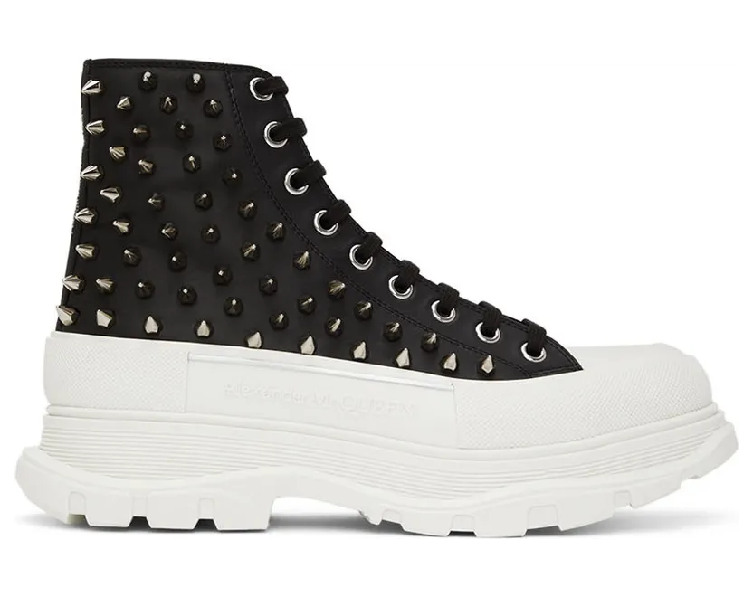 Alexander McQueen Black Leather Tread Slick (705809WHZ63)