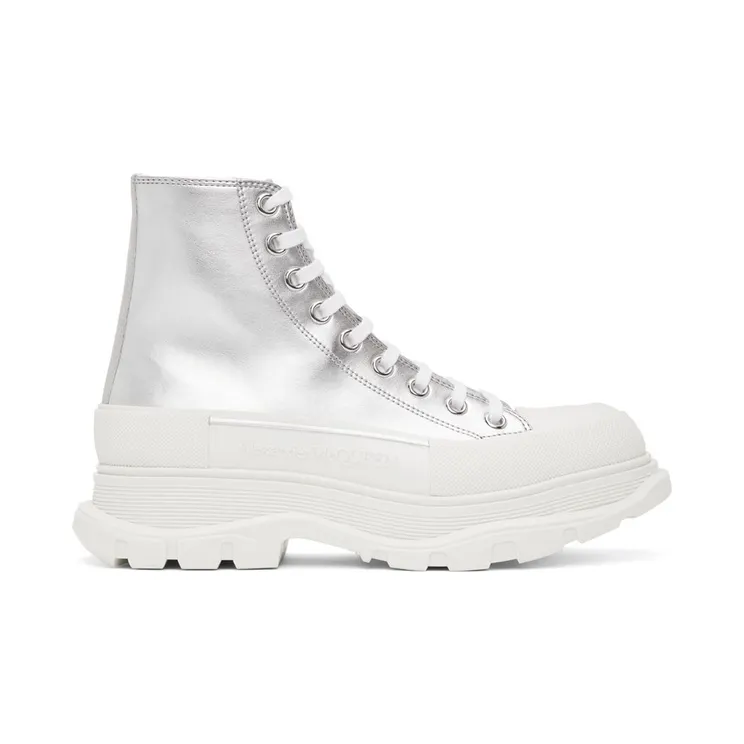 Alexander McQueen Silver Tread Slick High Sneakers (705659W4TX1)