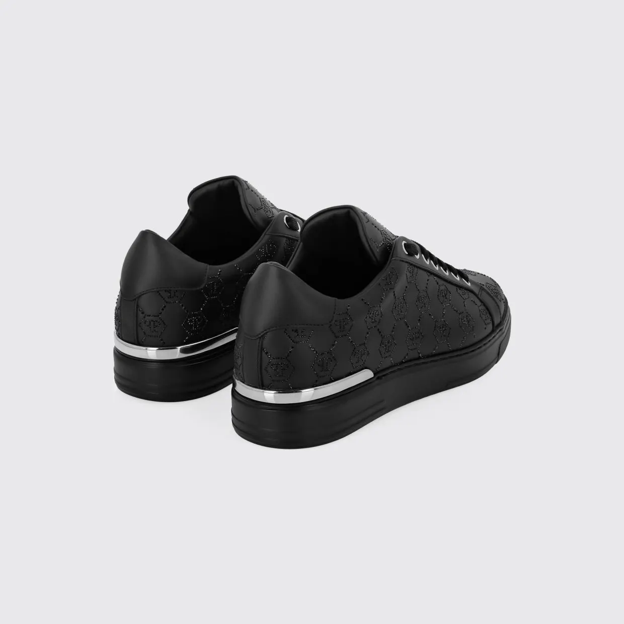 Philipp plein Leather Sneakers with Rhinestone Hexagon Black (AAESUSC0866PLE005N0202) (2)