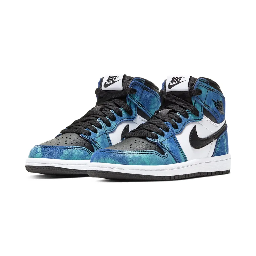 Jordan 1 Retro High Tie Dye (PS) White/Black-Aurora Green (CU0449-100)