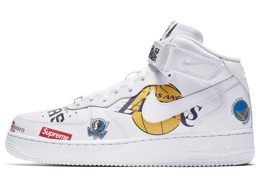 Nike x Supreme x NBA Air Force 1 Mid White (AQ8017-100)
