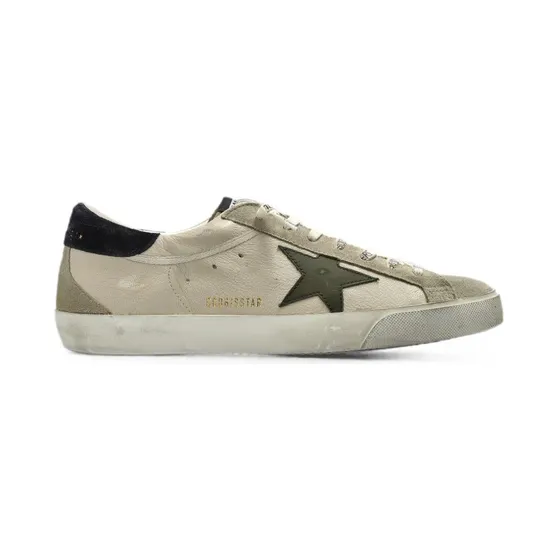 Golden Goose Super-Star Cream Grey Olive Green Dark Blue